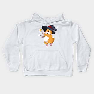 Hamster as Wizard with Magic wand Kids Hoodie